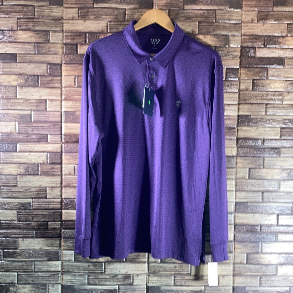 NWT Men’s IZOD Golf Large Parachute Purple Longsleeve Polo